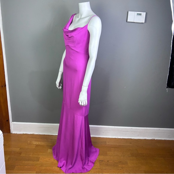 Nicole Miller dress slip size 6 pink fuscia longline drape wedding bridal - Picture 6 of 12
